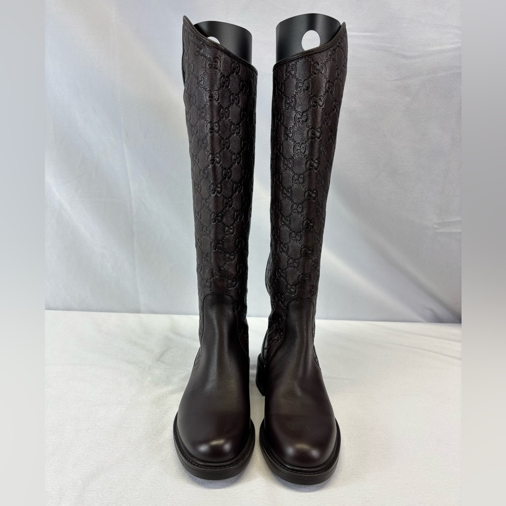 GUCCI 
Guccissima Calfskin Miro Soft Knee High Riding Boots
